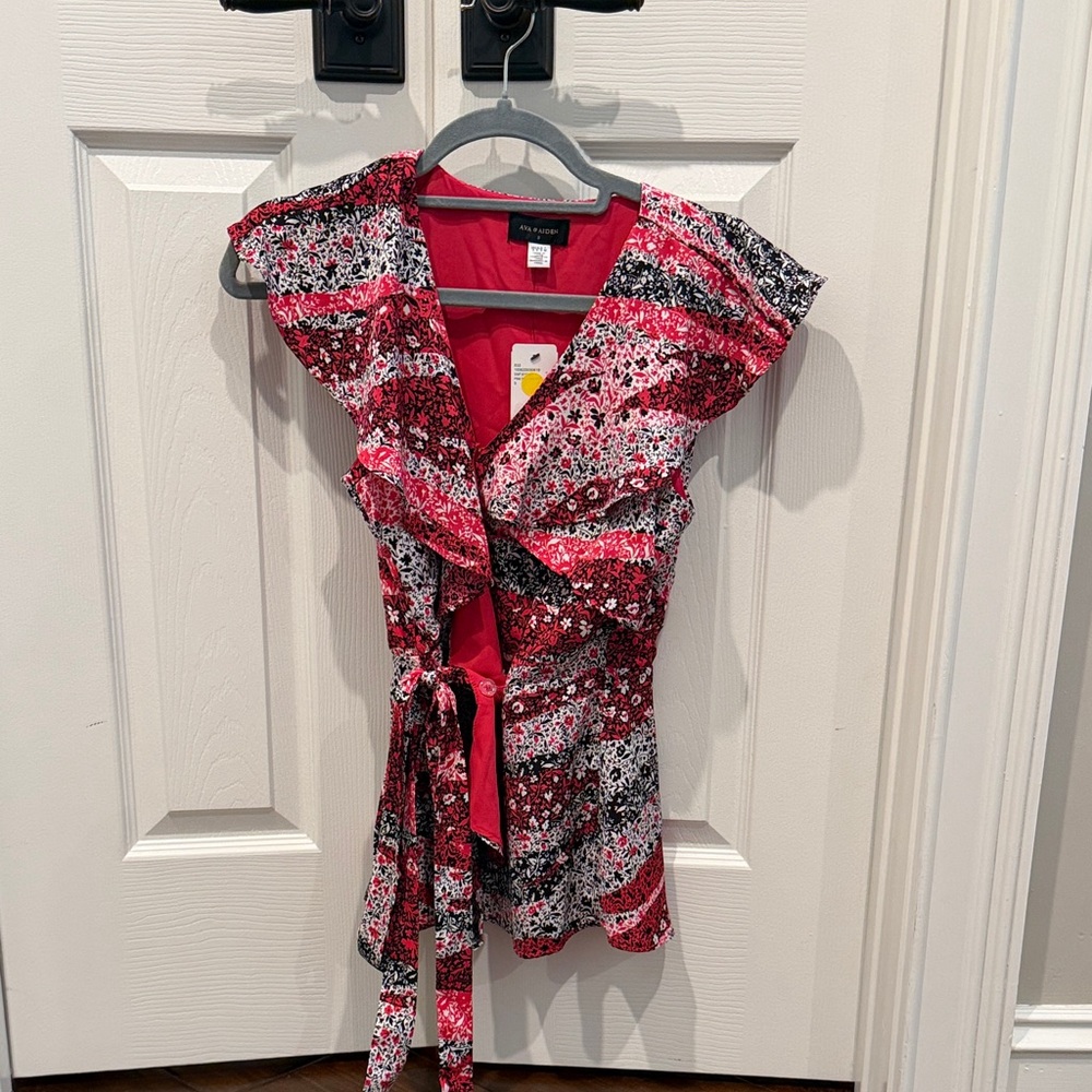 Charming dark pink Floral Wrap Dress